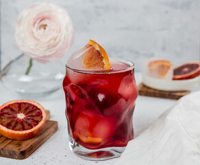 negroni, campari orange  in a glass