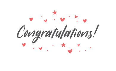 Congratulations hand written lettering calligraphic text. Congrats greeting message.