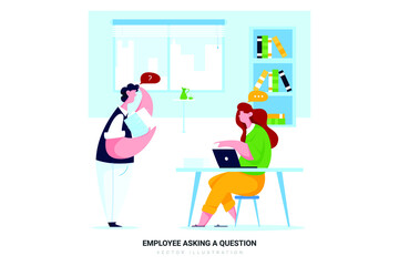 Employee Asking a Question Vector Illustration concept. 