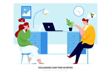 Colleagues Chatting in Office Vector Illustration concept. 