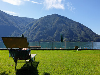 sunbathing at lake lugano