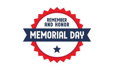 Obraz premium Memorial day badge design. United states veteran national holiday. Red, white and blue american flag colors.