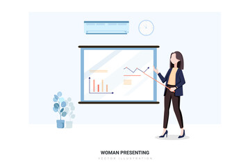 Woman Presenting Vector Illustration concept. 