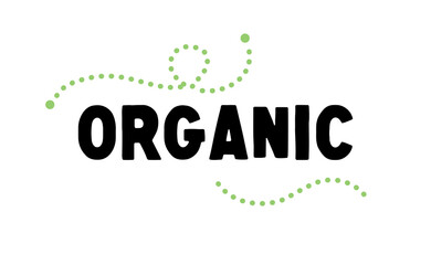 Organic lettering. Hand drawn word organic. Logo template for organic products, healthy food markets.