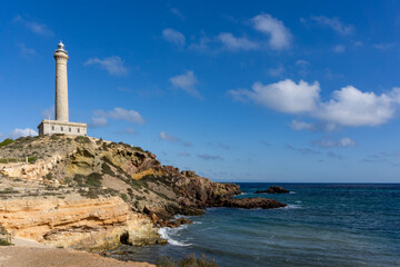 Fototapeta premium view of the lighthouse at Capo Palos in Murcia in southeastern Spain