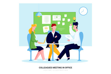 Colleagues Meeting in Office Illustration Concept