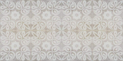 Gray white bright vintage retro geometric square mosaic motif cement concrete tiles texture...
