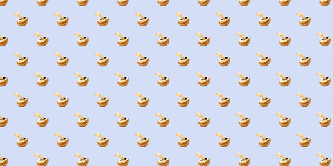 Seamless background with champignons on blue. pattern