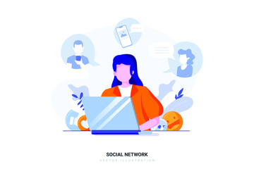 Social Network Vector Illustration concept. Flat illustration isolated on white background.
