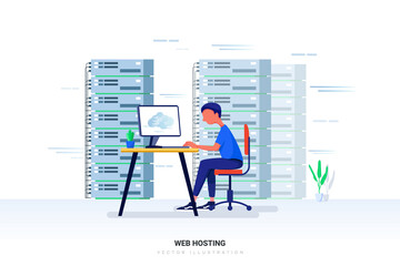 Web hosting Vector Illustration concept. Flat illustration isolated on white background.