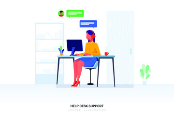 Help Desk Support Vector Illustration concept. Flat illustration isolated on white background.