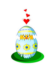 Easter Egg Surprise. The chicken hatches from an easter egg.