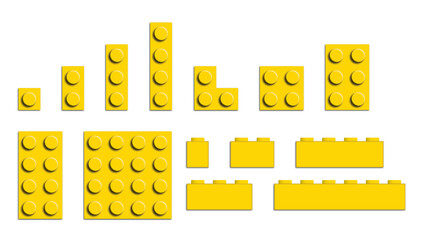 Set of building bricks in yellow color - 422370969