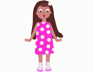 Vector illustration of surprised impressed girl, isolated,cartoon character.Education,psycologhy banner