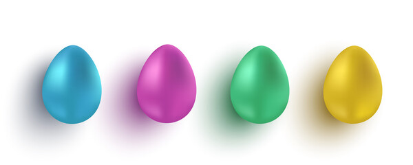 Vector set realistic colorful eggs for Easter.