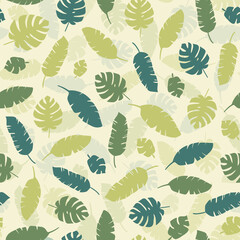 Seamless repeating pattern of tropical leaves