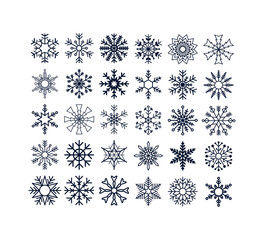 Fototapeta premium Snowflakes, Christmas, Holiday decorations, Set of snowflakes, Snowflake bundle, Let it snow, Winter, New Year, Xmas, 