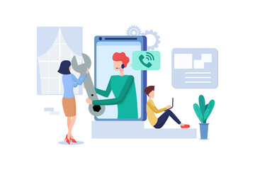 Technical Support Vector Illustration concept. Flat illustration isolated on white background.