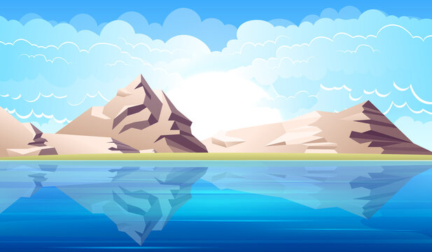 Sea landscape background vector design illustration
