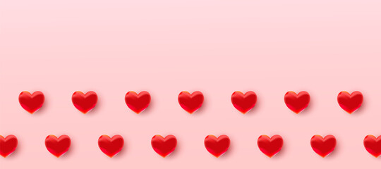 Valentine's Day sale background with air foil red balloons hearts pattern. Wallpaper, flyers, invitations, posters, brochures, banners.