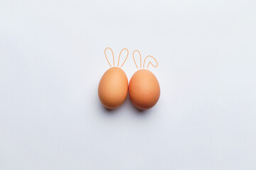 Two abstract rabbits in the form of eggs. Happy easter concept.