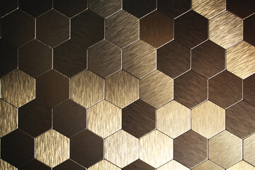 golden hexagon brushed steel