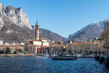 Naklejka premium Landscape of Lecco and of his beautiful lake and mountains