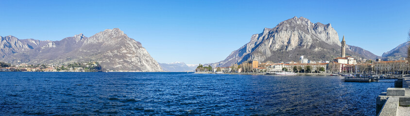 Extra wide view of the gulf of Lecco in the Lake of Como