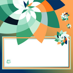 Obraz premium Graphic Flower Rectangular Template with Copy Space Teal Peach