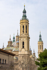 view of the historic cathedral in the old city center of Zaragoza