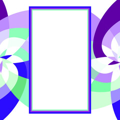 Graphic Flower Rectangle Template with Copy Space Purple Green