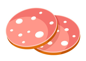 Illustration of sausage slices. Icon or image for butcher shops and industries.