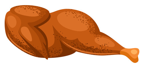 Illustration of smoked chicken. Icon or image for butcher shops and industries.