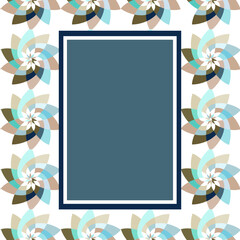 Graphic Flower Rectangular Template with Copy Space Navy Blue