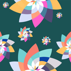 Graphic Flower Scatter Pattern Background Teal Blue © Public House Design