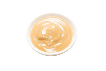 Mushroom sauce in a bowl isolated on white background.