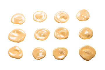 Mushroom sauce splashes isolated on white background.