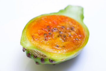 Juicy cut fruit of the edible prickly pear cactus, texture