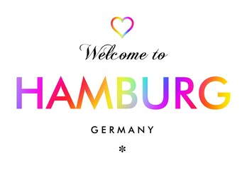 Welcome to Hamburg Germany card and letter design in rainbow color