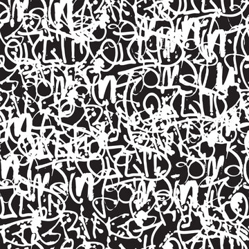 Vector graffiti seamless pattern with abstract tags
