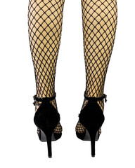Attractive Women Wears high heels with fishnet socks