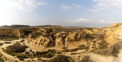 canyon lands and desert grasslands panorama landscape