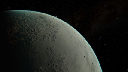 Obraz premium planet suitable for colonization, earth-like planet in far space, planets background 3d render