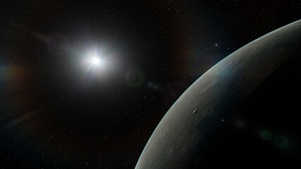 Naklejka premium planet suitable for colonization, earth-like planet in far space, planets background 3d render