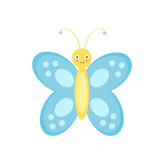 Blue butterfly. Butterfly icon. Vector illustration