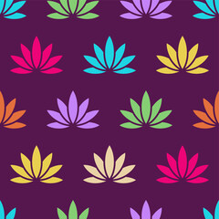 Lotus seamless pattern. Floral background. Oriental ornament. Vector colorful background.