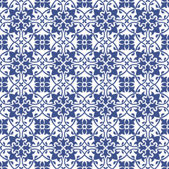 Seamless tiles background in portuguese style. Mosaic pattern for ceramic in dutch, portuguese, spanish, italian style.