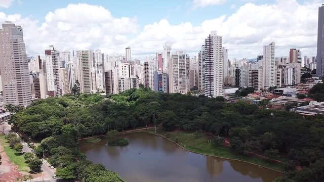 Aerial view of Goiania, Brazil. Vaca Brava Public Park