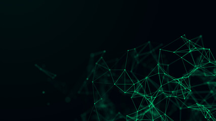 Abstract background with connecting dots and lines. Technology background. Network connection structure. Plexus effect. 3D rendering.