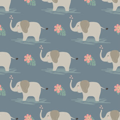 Cute seamless pattern with elephants in pastel colors. Creative kids texture for fabric, wrapping, textile, wallpaper.